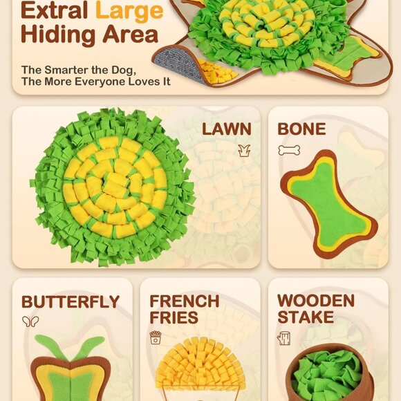 Snuffle Mat 28x28 Dogs Pet Sniffle Interactive Treat Game Play Boredom Anxiety - Picture 2 of 5